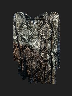 Roz & Ali Medallion Print Women's Tunic Top Plus Size 1x